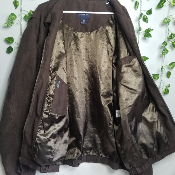 Harbor Bay Brown Lightweight Faux  Suede Classic Full Zip Jacket XL Tall - Picture 6 of 12